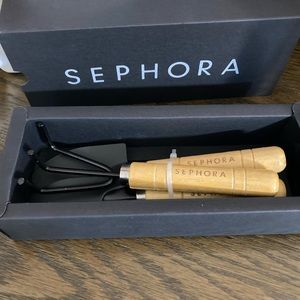 Sephora Gardening Tools - Set of 3 - Engraved Handle - Wood - Black Case - NEW